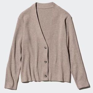 Uniqlo Washable Ribbed Knit Cardigan in Khaki - M